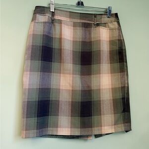 Dress Barn Plaid Pencil Skirt in Green and Pink